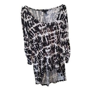 🌸Grace Elements Multi-Colored Patterned Long Ruched Sleeve Hi Low Top